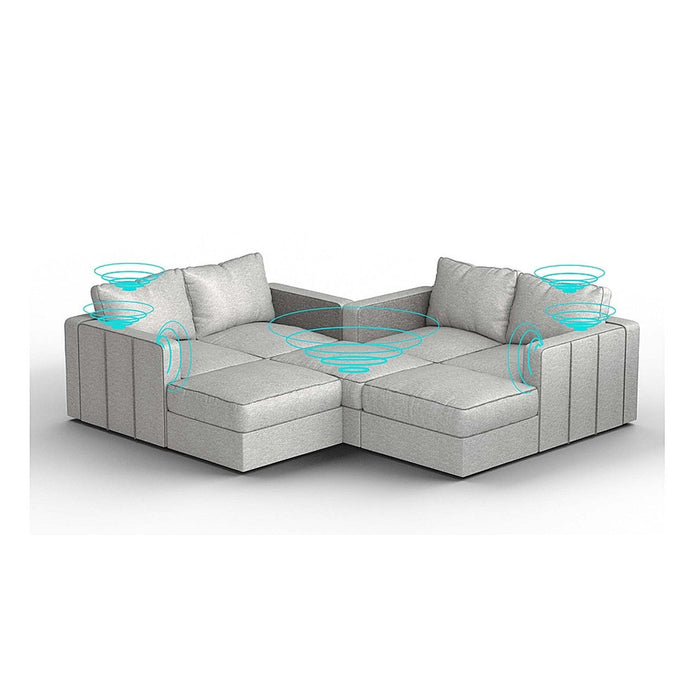 Lovesac – 7 Seats + 8 Sides Luxe Chenille & Lovesoft with 8 Speaker Immersive Sound + Charge System – Tonal Sterling - BB6484326