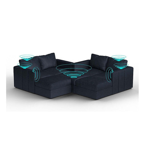 Lovesac – 7 Seats + 8 Sides Corded Velvet & Standard Foam with 10 Speaker Immersive Sound + Charge System – Midnight Navy - BB6484395