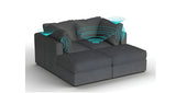 Lovesac – 4 Seats + 4 Sides Corded Velvet & Lovesoft with 8 Speaker Immersive Sound + Charge System – Charcoal Grey - BB6484175