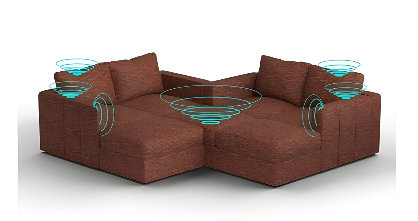 Lovesac – 7 Seats + 8 Sides Rained Chenille & Standard Foam with 6 Speaker Immersive Sound + Charge System – Terracotta - BB6484390
