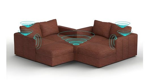 Lovesac – 7 Seats + 8 Sides Rained Chenille & Standard Foam with 6 Speaker Immersive Sound + Charge System – Terracotta - BB6484390
