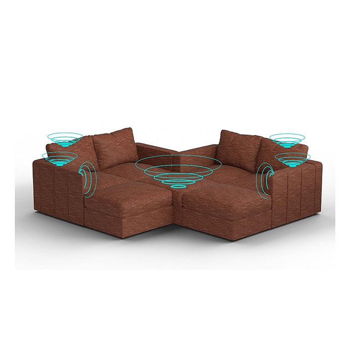 Lovesac – 7 Seats + 8 Sides Rained Chenille & Standard Foam with 6 Speaker Immersive Sound + Charge System – Terracotta - BB6484390