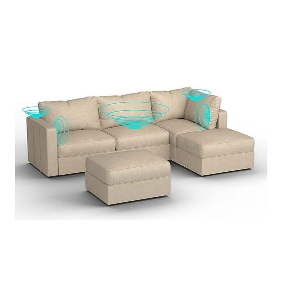 Lovesac – 5 Seats + 5 Sides Combed Chenille & Standard Foam with 6 Speaker Immersive Sound + Charge System – Tan - BB6484281