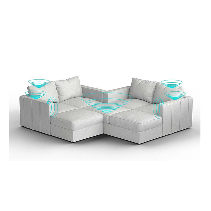 Lovesac – 7 Seats + 8 Sides Corded Velvet & Standard Foam with 6 Speaker Immersive Sound + Charge System – Sky Grey - BB6484351