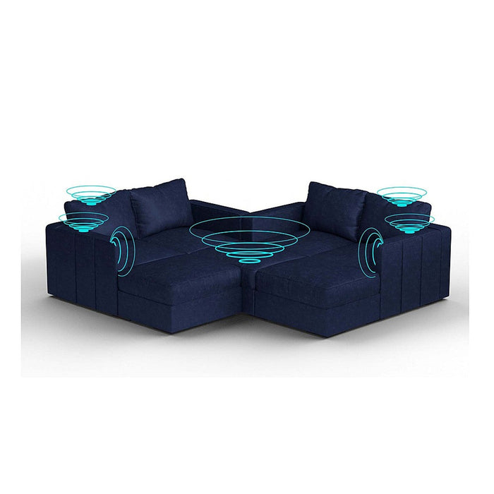 Lovesac – 7 Seats + 8 Sides Corded Velvet & Standard Foam with 10 Speaker Immersive Sound + Charge System – Sapphire Navy - BB6484393