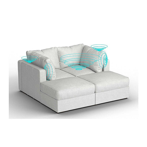 Lovesac – 4 Seats + 4 Sides Corded Velvet & Lovesoft with 8 Speaker Immersive Sound + Charge System – Sky Grey - BB6484176