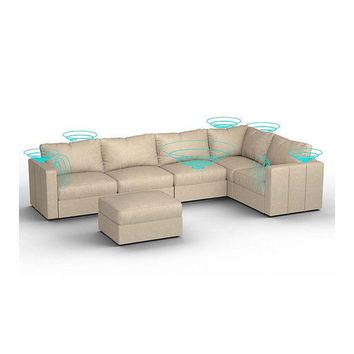 Lovesac – 6 Seats + 8 Sides Combed Chenille & Lovesoft with 10 Speaker Immersive Sound + Charge System – Tan - BB6484272