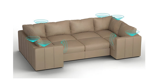 Lovesac – 8 Seats + 10 Sides Combed Chenille & Lovesoft with 10 Speaker Immersive Sound + Charge System – Taupe - BB6484417