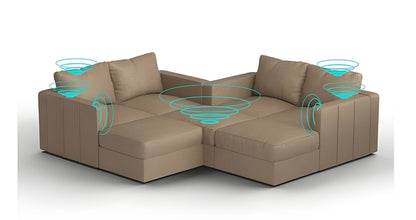 Lovesac – 7 Seats + 8 Sides Combed Chenille & Standard Foam with 10 Speaker Immersive Sound + Charge System – Taupe - BB6484370