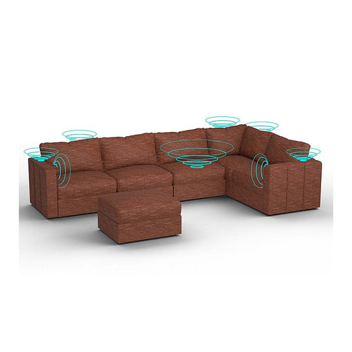 Lovesac – 6 Seats + 8 Sides Rained Chenille & Lovesoft with 10 Speaker Immersive Sound + Charge System – Terracotta - BB6484290