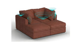 Lovesac – 4 Seats + 4 Sides Rained Chenille & Standard Foam with 8 Speaker Immersive Sound + Charge System – Terracotta - BB6484197