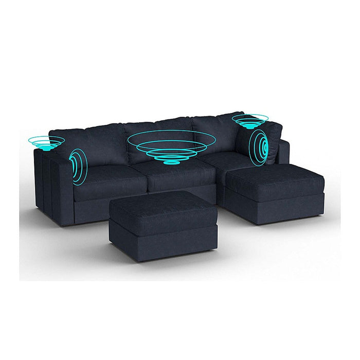 Lovesac – 5 Seats + 5 Sides Corded Velvet & Lovesoft with 8 Speaker Immersive Sound + Charge System – Midnight Navy - BB6484243