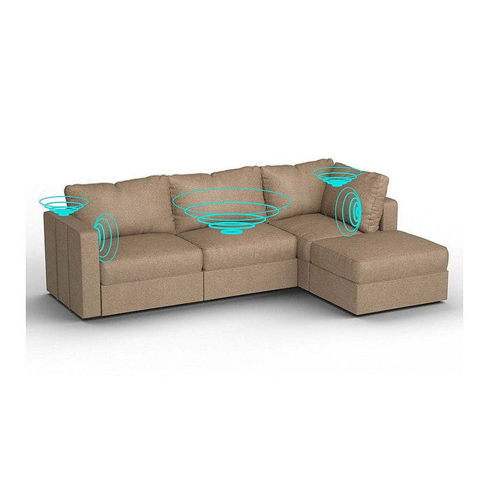 Lovesac – 4 Seats + 5 Sides Combed Chenille Lovesoft with 8 Speaker Immersive Sound + Charge System – Taupe - BB6484205