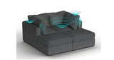 Lovesac – 4 Seats + 4 Sides Corded Velvet & Standard Foam with 8 Speaker Immersive Sound + Charge System – Charcoal Grey -BB6484210