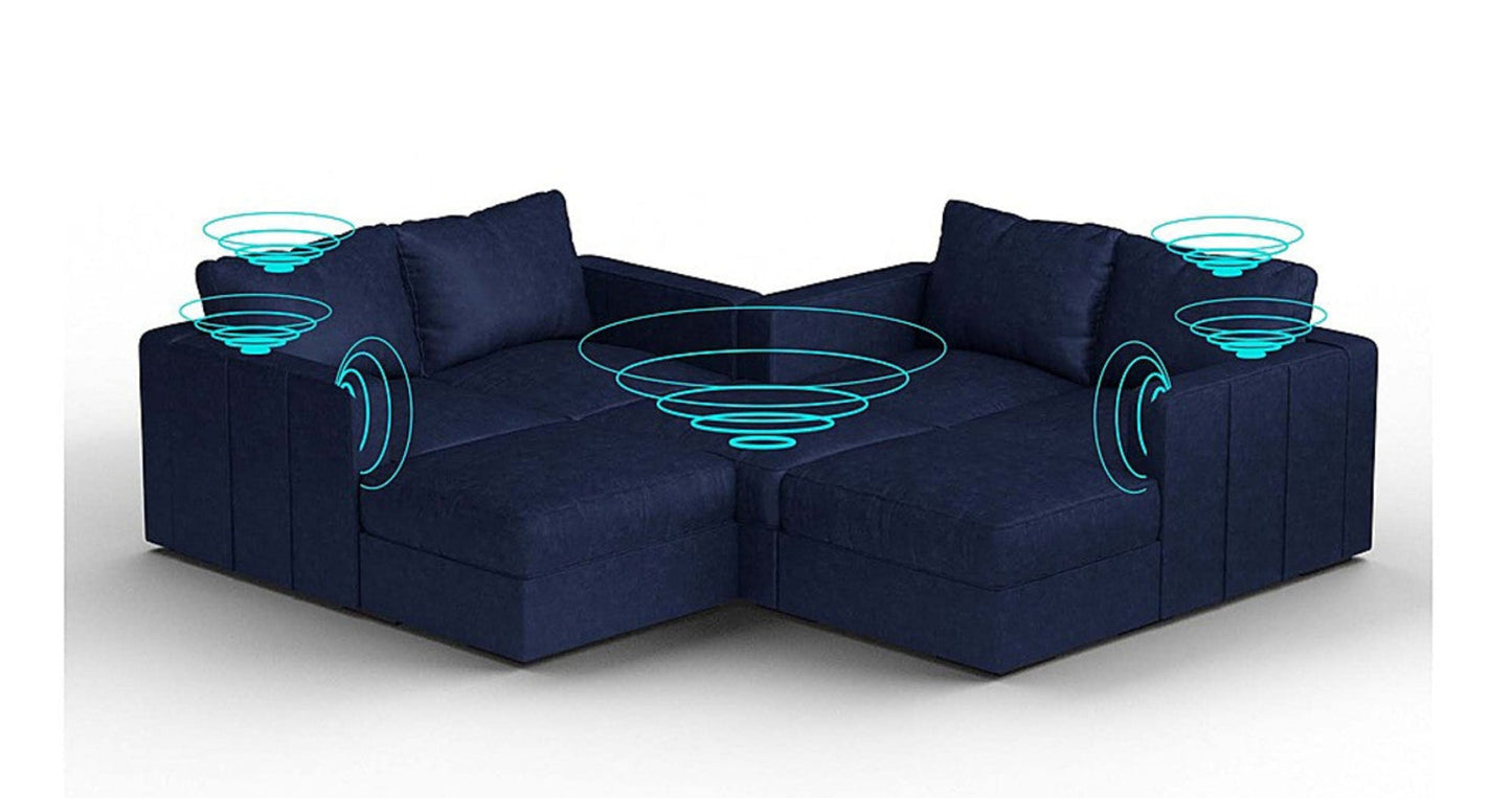 Lovesac – 7 Seats + 8 Sides Corded Velvet &amp; Lovesoft with 6 Speaker Immersive Sound + Charge System – Sapphire Navy - 1772608786568_699
