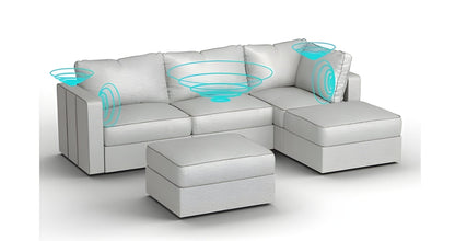 Lovesac – 5 Seats + 5 Sides Luxe Chenille & Standard Foam with 6 Speaker Immersive Sound + Charge System – Tonal Sterling - BB6484250