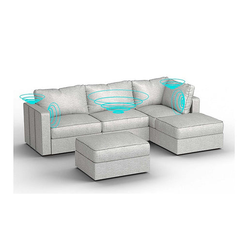 Lovesac – 5 Seats + 5 Sides Luxe Chenille & Standard Foam with 6 Speaker Immersive Sound + Charge System – Tonal Sterling - BB6484250