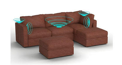 Lovesac – 5 Seats + 5 Sides Rained Chenille & Standard Foam with 8 Speaker Immersive Sound + Charge System – Terracotta - BB6484300