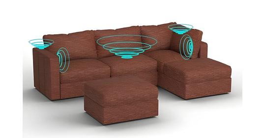 Lovesac – 5 Seats + 5 Sides Rained Chenille & Standard Foam with 8 Speaker Immersive Sound + Charge System – Terracotta - BB6484300