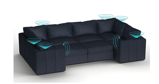 Lovesac – 8 Seats + 10 Sides Corded Velvet & Lovesoft with 10 Speaker Immersive Sound + Charge System – Midnight Navy - BB6484406
