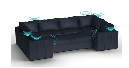 Lovesac – 8 Seats + 10 Sides Corded Velvet & Lovesoft with 10 Speaker Immersive Sound + Charge System – Midnight Navy - BB6484406