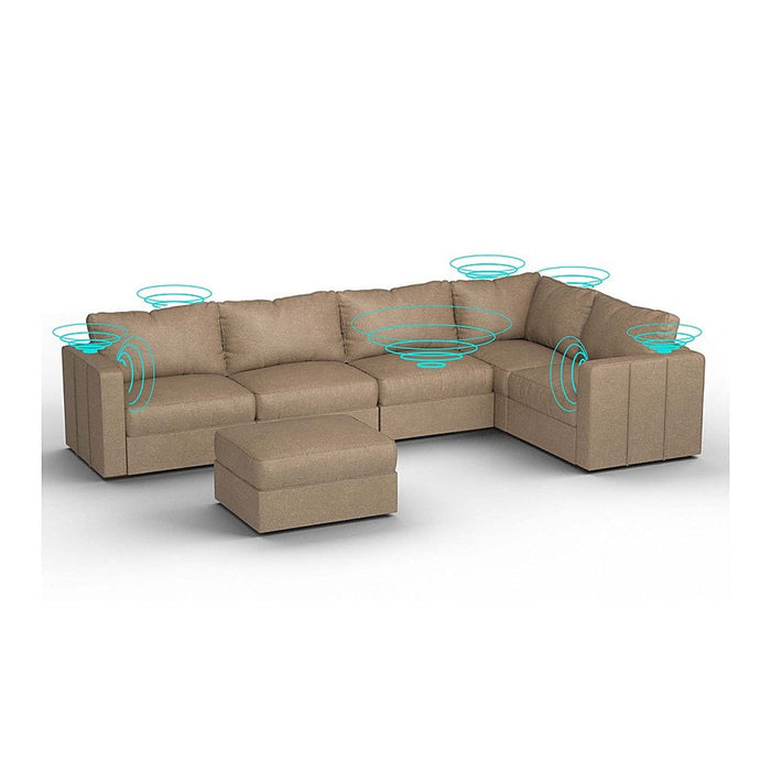 Lovesac – 6 Seats + 8 Sides Combed Chenille & Standard Foam with 8 Speaker Immersive Sound + Charge System – Taupe - BB6484257