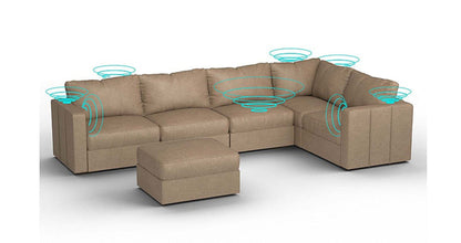 Lovesac – 6 Seats + 8 Sides Combed Chenille & Standard Foam with 8 Speaker Immersive Sound + Charge System – Taupe - 1760079055037_687
