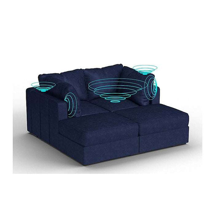 Lovesac – 4 Seats + 4 Sides Corded Velvet & Standard Foam with 8 Speaker Immersive Sound + Charge System – Sapphire Navy - BB6484188