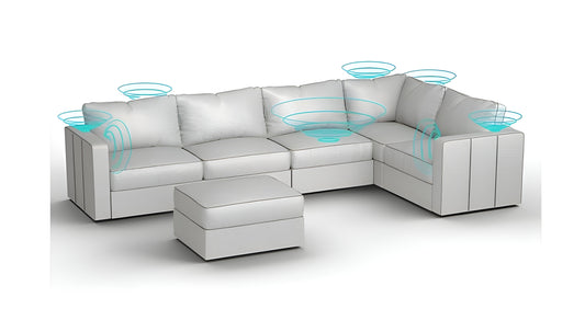 Lovesac – 6 Seats + 8 Sides Luxe Chenille & Lovesoft with 8 Speaker Immersive Sound + Charge System – Tonal Sterling - BB6484382