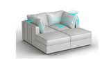 Lovesac – 4 Seats + 4 Sides Luxe Chenille & Standard Foam with 8 Speaker Immersive Sound + Charge System – Tonal Sterling - BB6484212