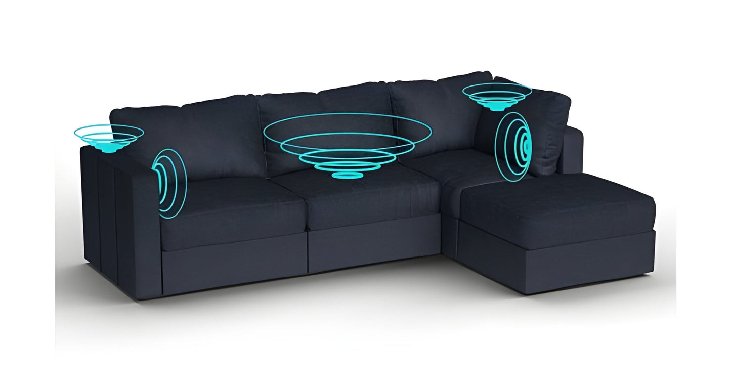 Lovesac – 4 Seats + 5 Sides Corded Velvet & Lovesoft with 8 Speaker Immersive Sound + Charge System – Midnight Navy - BB6483883