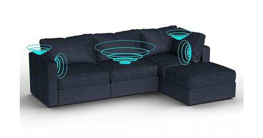 Lovesac – 4 Seats + 5 Sides Corded Velvet &amp; Lovesoft with 8 Speaker Immersive Sound + Charge System – Midnight Navy - SKU_1772863452690_85
