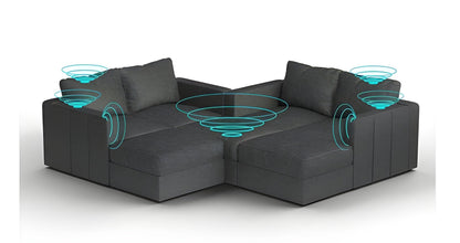 Lovesac – 7 Seats + 8 Sides Corded Velvet & Lovesoft with 6 Speaker Immersive Sound + Charge System – Charcoal Grey - BB6484366