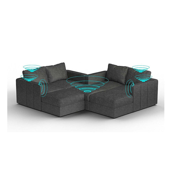 Lovesac – 7 Seats + 8 Sides Corded Velvet & Lovesoft with 6 Speaker Immersive Sound + Charge System – Charcoal Grey - BB6484366