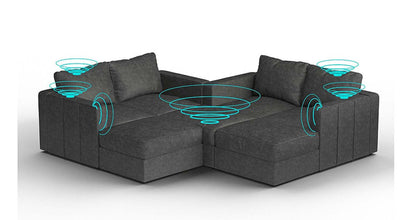 Lovesac – 7 Seats + 8 Sides Corded Velvet & Lovesoft with 6 Speaker Immersive Sound + Charge System – Charcoal Grey - 1760085421380_407