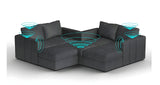 Lovesac – 7 Seats + 8 Sides Corded Velvet & Standard Foam with 10 Speaker Immersive Sound + Charge System – Charcoal Grey - BB6484397