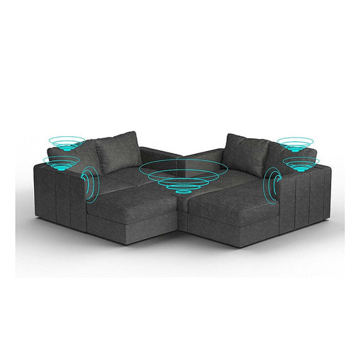 Lovesac – 7 Seats + 8 Sides Corded Velvet & Standard Foam with 10 Speaker Immersive Sound + Charge System – Charcoal Grey - BB6484397