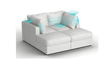 Lovesac – 4 Seats + 4 Sides Corded Velvet & Lovesoft with 6 Speaker Immersive Sound + Charge System – Sky Grey - BB6484179