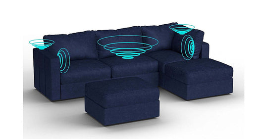 Lovesac – 5 Seats + 5 Sides Corded Velvet & Standard Foam with 6 Speaker Immersive Sound + Charge System – Sapphire Navy - 1760081726819_562