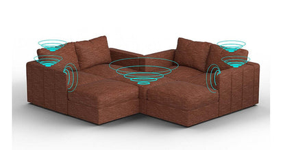 Lovesac – 7 Seats + 8 Sides Rained Chenille &amp; Standard Foam with 10 Speaker Immersive Sound + Charge System – Terracotta - 1772866338166_297