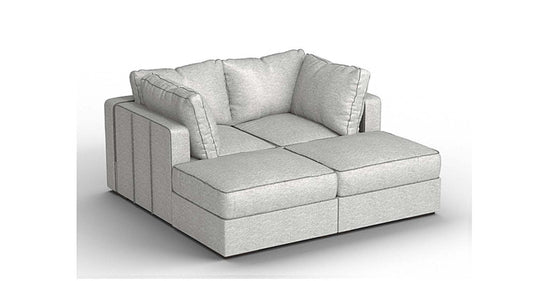 Lovesac – 4 Seats + 4 Sides Luxe Chenille & Standard Foam – Tonal Sterling - 1761207899137_897