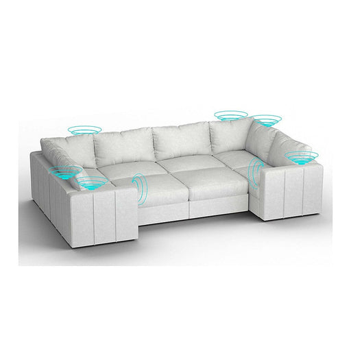 Lovesac – 8 Seats + 10 Sides Corded Velvet & Lovesoft with 10 Speaker Immersive Sound + Charge System – Sky Grey - BB6484421