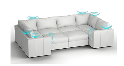 Lovesac – 8 Seats + 10 Sides Corded Velvet & Lovesoft with 8 Speaker Immersive Sound + Charge System – Sky Grey - BB6484428