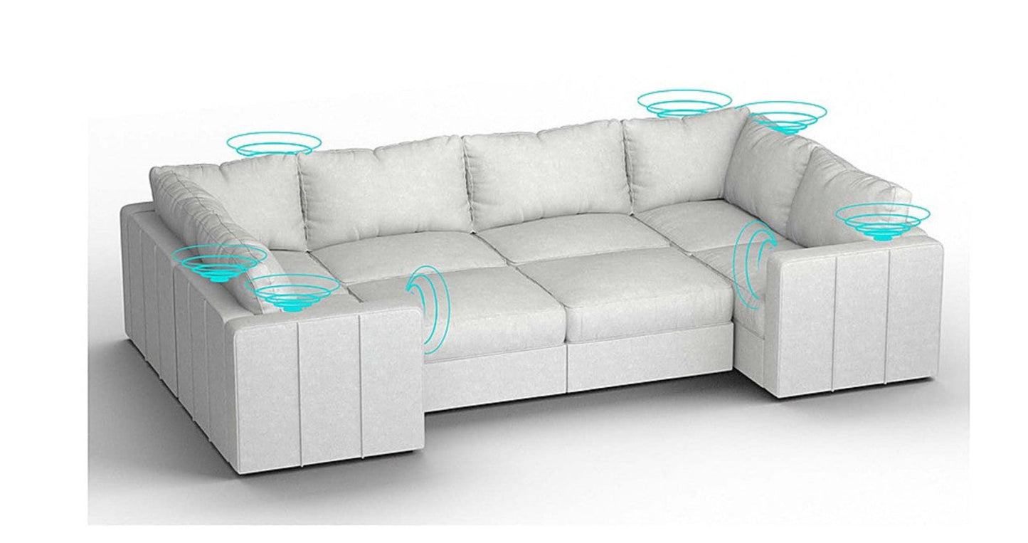 Lovesac – 8 Seats + 10 Sides Corded Velvet &amp; Lovesoft with 8 Speaker Immersive Sound + Charge System – Sky Grey - SKU_1772861586827_145