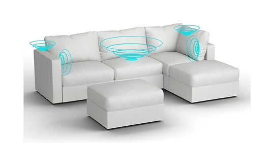 Lovesac – 5 Seats + 5 Sides Corded Velvet & Lovesoft with 6 Speaker Immersive Sound + Charge System – Sky Grey - BB6484246