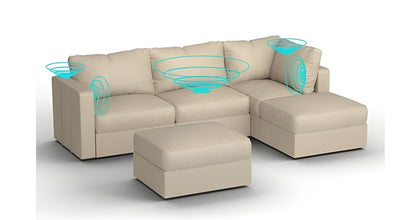 Lovesac – 5 Seats + 5 Sides Combed Chenille & Standard Foam with 8 Speaker Immersive Sound + Charge System – Tan - BB6484261