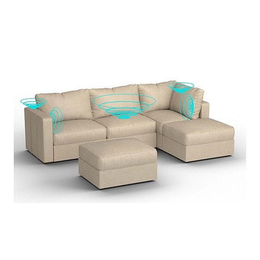 Lovesac – 5 Seats + 5 Sides Combed Chenille & Standard Foam with 8 Speaker Immersive Sound + Charge System – Tan - BB6484261