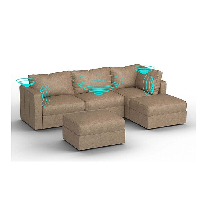 Lovesac – 5 Seats + 5 Sides Combed Chenille & Lovesoft with 6 Speaker Immersive Sound + Charge System – Taupe - BB6484256