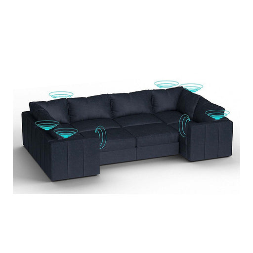 Lovesac – 8 Seats + 10 Sides Corded Velvet & Standard Foam with 8 Speaker Immersive Sound + Charge System – Midnight Navy - BB6484408