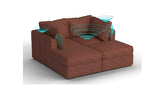 Lovesac – 4 Seats + 4 Sides Rained Chenille & Standard Foam with 6 Speaker Immersive Sound + Charge System – Terracotta - BB6484207